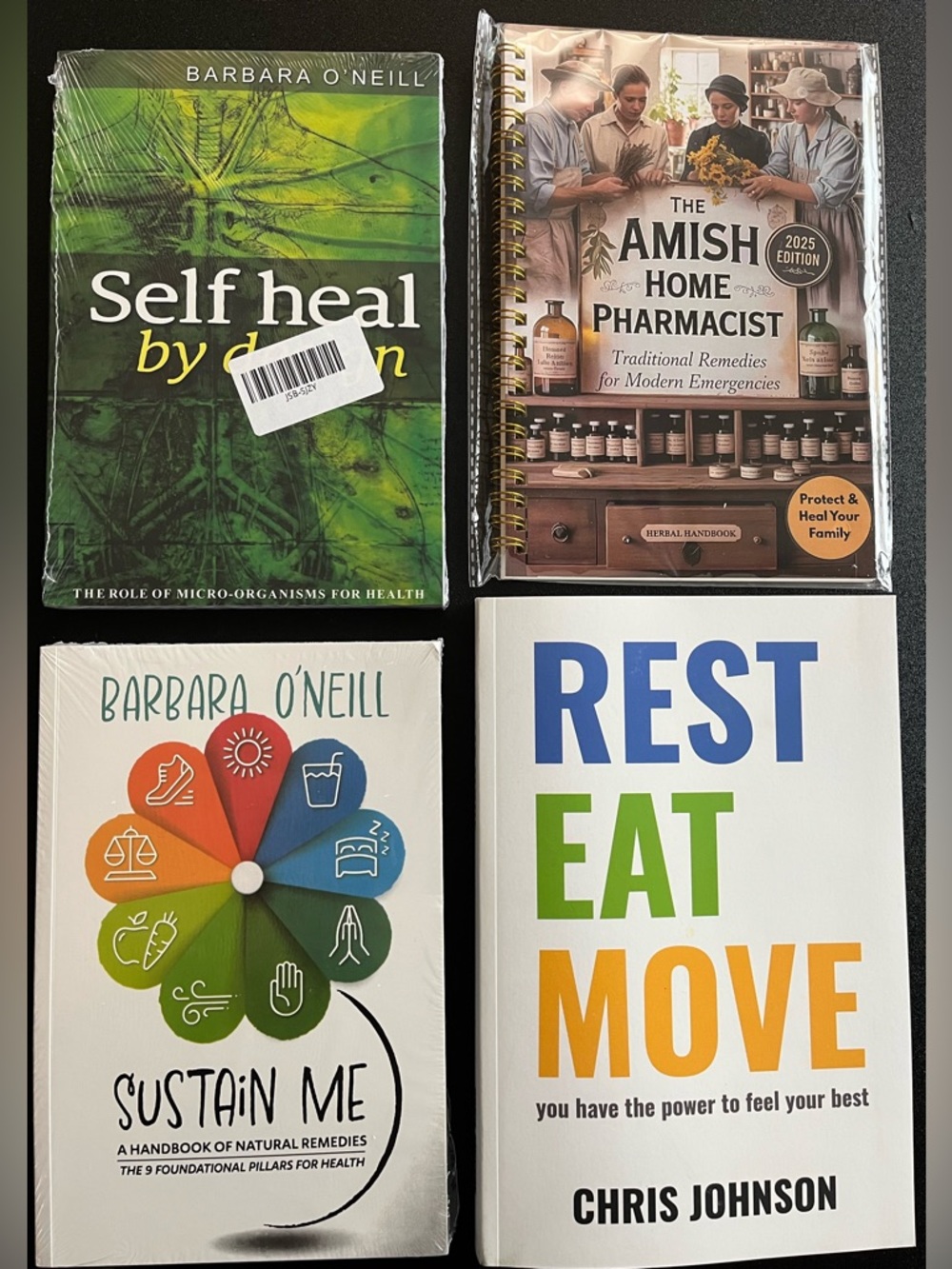 New * Set of 4 Health & Wellness Books Amish Pharmacist Remedies Barbara O’Neill